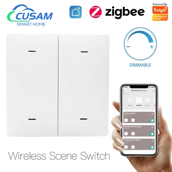 Sasha ZigBee Smart Button Scene Switch, безжичен панел в 4 групи, 12 сценарии, се изисква hub управление на приложенията