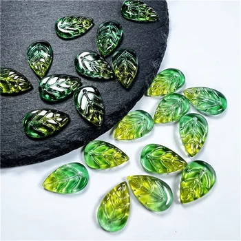 Имитация на jade стъкло с чешката Лед, листа от орхидея, Шнола за коса в древен стил, Бижута, аксесоари ръчна изработка