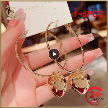 1-5 бр. Корейски модни аксесоари за жени, обеци-халки с персиковым сърце за Жени, подарък за младоженци на Годишнина от Сватбата, Дизайнерски подарък