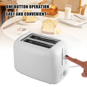 Автоматичен Тостер за 2 филийки, Подвижна тава за трохи, Електрическа машина за печене на хляб, 6 възможности за запържване, 650 W, Домакинство кухненски принадлежности