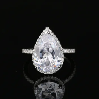 Пролетта пръстен от сребро Qiaoer 925 Проба, Грушевидная Кройката, Годеж с Высокоуглеродистым диамантен пръстен, в Сватбената мода за жени, Изискани бижута