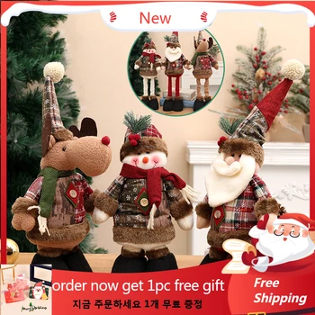 Кавайные коледна украса, Коледни Коледни телескопични кукли, Лосове, Дядо коледа, Снежен човек, украса за деца, подаръци за рожден ден