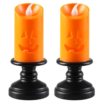 2 бр., led лампа-Свещник, Мультяшная атмосфера на Хелоуин, Свещ, работещи на батерии, Празничен декор за хранене на маса