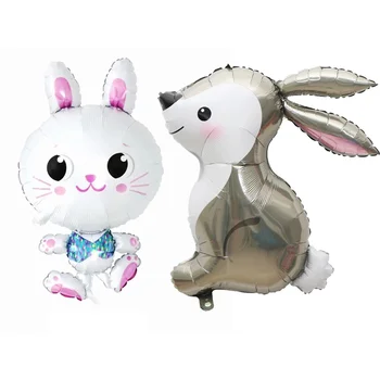 Cartoony сладък балон със заек, с дълги уши, играчка-зайче, балон, украса за детски рожден ден, балон на едро