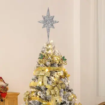 Бижу във формата на Коледна елха във формата на звезда, блещукаща 3D-topper за коледната елха, выдалбливающийся Дизайн с искрящи ярки цветове за празника