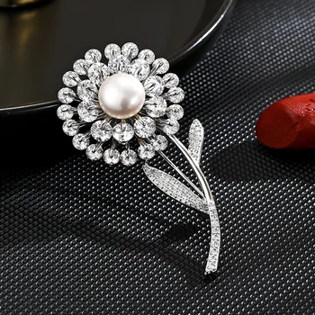 SUYU Есен Нова Проста жена е лесна луксозна брошка с имитация на перли във формата на семе Елегантни и изискани аксесоари за палто игли