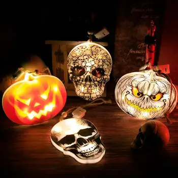 Нов окачен лампа за парти в чест на Хелоуин с черепа на един Демон, лампа под формата на тикви за Хелоуин, led декоративни осветителни тела