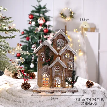 Коледна украса, Творчески Дървена къщичка със собствените си ръце, Малка къща, Оформление на празничната сцена, в Атмосфера на домашен магазин, Реквизит, Декорация за дома