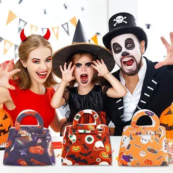 Креативен торбичка за бонбони с анимационни герои за Хелоуин, фетровый подаръчен пакет, детска украсена с прилеп, тиква чанта, кутия за бисквити
