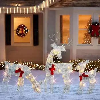 Коледен Елен, декорация за градината на открито с led подсветка, Статуята на Лосове със светещи искри, на Коледен Елен с подсветка