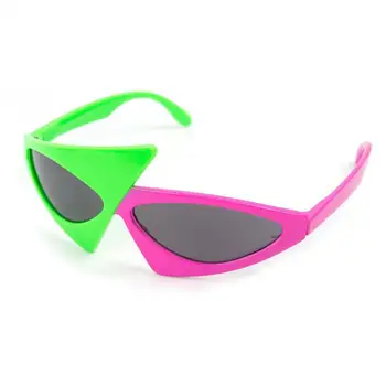 Новост, Смешни Очила, Зелени и Розови Контрастни хип-хоп Очила, Асиметрични триъгълни слънчеви очила, Аксесоари за партита