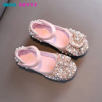 Детски обувки Принцеса с лък за момичета, Лятото на корейското издание 2023 г., Универсална обувки за изпълнения, Танцови обувки с мека подметка за партита