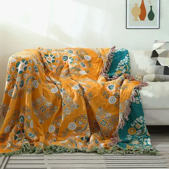 Кърпа за дивана Двустранно всесезонное Калъф за диван от европейската памучна тъкан с пискюли