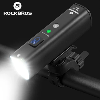 ROCKBROS 1000-Люменный Велосипеден фенер Smart Vibration Sensing Велосипедна лампа 5 режима на Велосипедна Фаровете Led Фенерче Аксесоари За Велосипеди