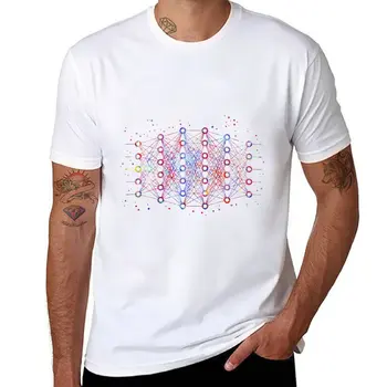 Нова тениска на Deep neural network, невронна мрежа, акварел тениска на deep neural network, тениска оверсайз, Мъжки дрехи