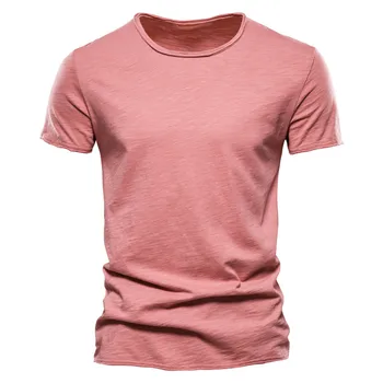 Модни памучен тениска от 100% памук, Ежедневни мека Лятна тънка мъжка тениска за фитнес, домашни дрехи, с кръгло деколте и къс ръкав, модна тениска за мъже