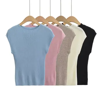Однотонная Корея, модна тениска на Ежедневни дамски Пуловер Тениска Градинска Дрехи С кръгло деколте в Синьо Сладък секси Елегантен топ