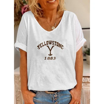 Лятна мода Женска тениска с къс ръкав, Отгоре с 3D забавни букви, Градинска модни и Ежедневни тенденция тениска с къс ръкав