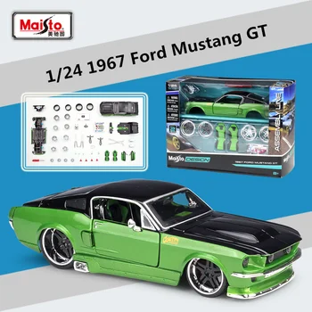 Версия Монтаж на Maisto 1:24 1967 Ford Mustang GT Модел на спортен автомобил от сплав, Изработена под налягане, Метални Състезателен автомобил, Модел на превозни средства, играчки за деца, Подарък