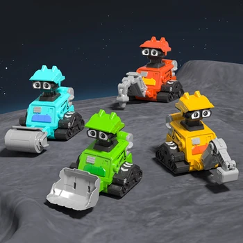 4 бр., Cartoony набор от играчки за инженерни превозни средства, Инерционен прес-симулатор за кола, Багер, Булдозер, развитие на играчка за деца, момчета