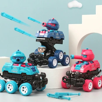Детски инерционен който има, готин модел на резервоара с шест колела, Шок деформация, може да работи в играчка за момчета с пушечным ядрото, детски подарък за рожден ден