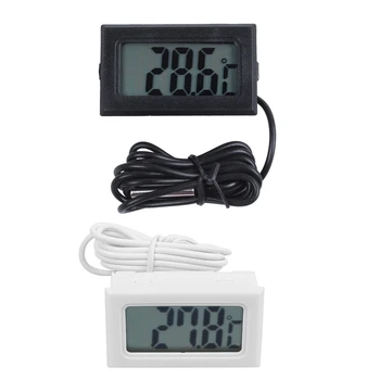 2 бр., цифров термометър с LCD дисплей, Хладилник с фризер, Цифров термометър за хладилник - Черно и бяло
