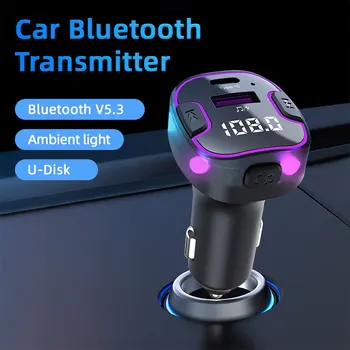 Зарядно за кола USB Type C, съвместим с Bluetooth Автомобилен Модулатор 5.3, Аудиоприемник хендсфри USB C, За Бързо Зареждане на U-диск