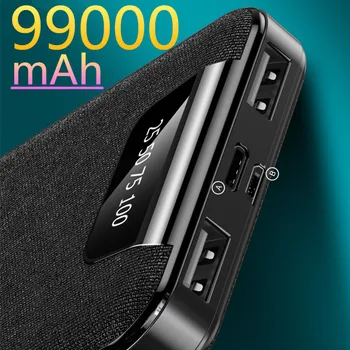 99000 ма Тънък захранване Преносимо зарядно външна батерия захранване за iPhone 13 14 Pro Xiaomi Huawei Samsung Power Bank