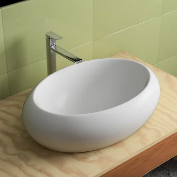 Мивка за мивка в банята от бяла керамика Бяла керамика [В наличност в САЩ]