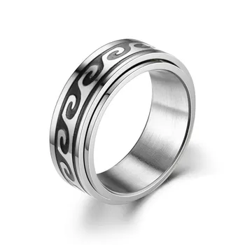 Модерен дизайн, завъртащо се Волновое пръстен от неръждаема стомана, Сувенири за Мъже И Жени, Романтичната двойка, бижута Сватба, подарък